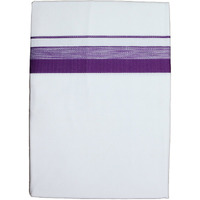 Prakasam Cotton Mens White Single Poly Cotton Dhoti With Fancy Border (1.28X2.00 Mtrs) (Gold Star) (Lavender)