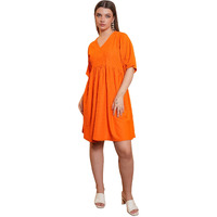 Purvaja Womens Flared Mini Length Dress (Nisi-031-Orange_Orange_Small)