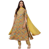 Varanga Women Ethnic Floral Printed Flared Anarkali Kurta With Trouser & Dupatta