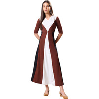 Purvaja Womens Fit & Flare Maxi Dress (Bely-209_Brown_Small)