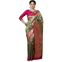 Dhruvi Trendz Women's Jacquard Cotton Silk Saree (Dt-S2353_Light Green)