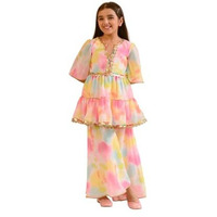Pspeaches Girl's Silk Blend Shrara Set (Ks-Multilayer-15-16Y_Multi