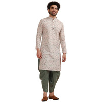 Kisah Men Multi Printed Kurta Dhoti Set With Kantha Print, 40
