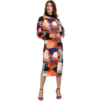Purvaja Women's Polyester Blend Cocktail Midi Dress (Maxi-031-Vibrant-Xs_Orange