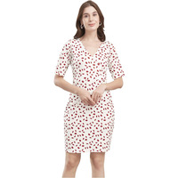 Selvia Western Dress For Women|Lycra Dress For Women|Bodycon Dress For Women|One Piece Dress For Women (743Dtk11806N-Xl_White & Red)