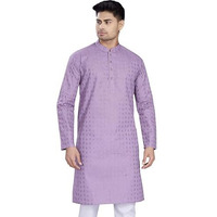 Divisive Men's Thread Embroidered Cotton Only Slim Fit Kurta (Dkrt1086_4Xl_Lavender)