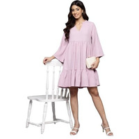 Varanga Women Lavender A-Line Dress With Gather Details