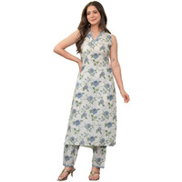 Rytras Women's Pure Cotton Printed Ethnic Wear Straight Kurta Set With Palazzo Pants(Ryt636-New,Blue,Xl)