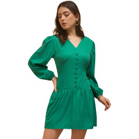 Rare Women's Polyester A-Line Mini Casual Dress (Ep8131B_Green_L)