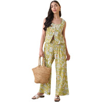 Stylum Women's Floral Printed Cotton Flax Co-Ord Set (Csgreenolly38_Green, M)