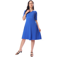 Purvaja Womens Fit & Flare Mini Dress (Bely-040_Blue_X-Large)