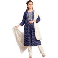 Aarika Girls Ethnic Wear Navy Blue Colour Bandhani Print Embroidey Rayon Kurti-8-15 Years (Kurti-Tr-242)