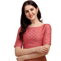 Oomph! Jacquard Pink Readymade Blouse For Women - Rbbl69Xxl
