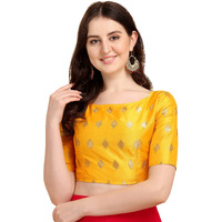 Oomph! Women's Indian Ethnic Wear Designer Zari Work Boat Neck Half Sleeve Readymade Non - Padded Blouse For Saree And Lehnga And Palazzos Or Skirts For A Fusion Twist.