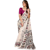 Yashika Women's Woven Latest Art Silk And Tassels Saree With Unstitched Blouse Material (Az-Ys-P2-Nafiza-Parent_Cream Purple)