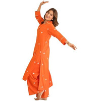 Anni Designer Women's Rayon Viscose Straight Embroidered Kurta With Palazzo (Bharavi Orange_Xxl_Orange_Xx-Large)