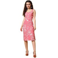 Purvaja Womens Bodycon Knee Length Dress (Wini-022-Forest_Pink_Small)