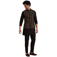Kisah Cotton Blend Kurta Jacket Trouser Set For Men | Nehru Jacket Waistcoat Kurta Set With Trousers | Mens Ethnic Collections-Ka-0863-5207-T303-38-Multi