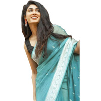 Satrani Women's Cotton Silk Jacquard Saree With Unstitched Blouse Piece (3073S108N_Black2)