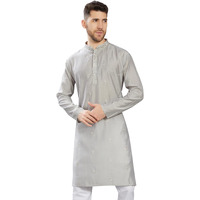 Divisive Men's Embroidered Silk Blend Only Slim Fit Kurta (Dkrt825_Xxl_Grey)