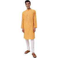 Fabindia Men's Cotton Woven Comfort Fit Kurta (1032007Yellow_Yellow