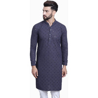Sojanya (Since 1958 Men's Pure Cotton Grey Sequence Only Long Kurta