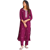 Fabnex Cotton Blend Regular Women Kurta Set (K-58-Purple-L_Purple