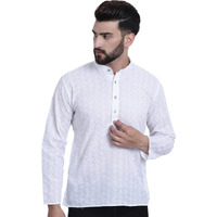 Sojanya (Since 1958, Mens Cotton White Color Chikankari Only Short Kurta