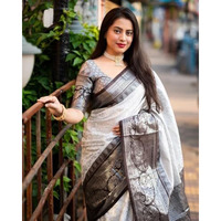 Flosive Women's Greyish To Brown Woven Kanjivaram Wedding Saree With Blouse