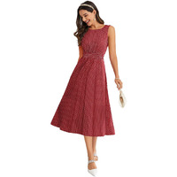 Toochki Dress For Women| One Piece Dress For Women | Midi Dress For Women | Fit And Flared Dress For Women | Maroon Polka Dot Dress | Dresses | Muslin Dress For Women