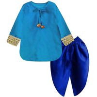 A.T.U.N. (All Things Uber Nice) Girl's Synthetic Straight Salwar Suit (Gkls Shz Trb_Turquoise/Royal Blue_3-4 Years)