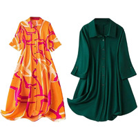 Leriya Fashion Rayon Women Above The Knee Western Dress (Lf-Wd1099&Wd1143_Green&Orange
