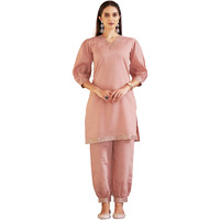 Womanista Women's Silk Blend Solid Regular (Co-Ords_9064_Peach_2Xl)