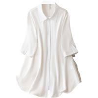 Om Sai Latest Creation Western Dress || Rayon Solid Button Front Shirt Dress For Women || Roll Tab Sleeve & Collared Neck Flared Dress || Office || Summer Short Dresses For Women. (Xxx-Large, White)