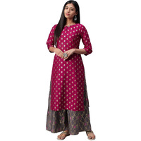 Ziyaa Women's Art Silk Straight Fit Kurta (Zikups3147-S_Pink_S)