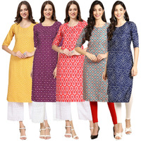 Pinkmint Women's Crepe Digital Print Straight Kurta(Pack Of 5)[Wp-350-355-346-372-366-Xxl]