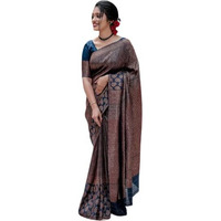 Flosive Women's Present Banarasi Soft Lichi Silk Saree Beautiful Jacquard Rich Pallu Design Work Zari Woven Kanjivaram Silk Style Saree With Soft Lichi Silk Blouse Piece Ayn Royal Mix (Blue).
