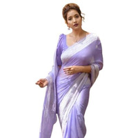 Flosive Women's Cotton Woven Soft Silk Saree With Blouse Piece Multicolor (Lavender)