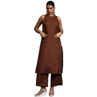 Varanga Women Round Neck Sleeveless Kurta With Trouser