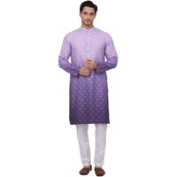 Jompers Men's Purple Ombre Printed Kurta Pyjama Set (Purple, M)