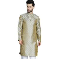 Jompers Men's Pista Woven Design Silk Blend Kurtas (Pista, S)