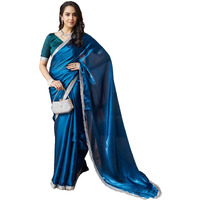 Satrani Women's Tissue Silk Jimmy Choo Lace Work Saree With Unstitched Blouse Piece (4056S6371N_Rama Blue)