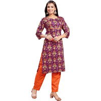 Sugathari Women's Dress Orange Round Neck Salwar Suit Set For Women (Salwarsuit 101 Wine Orange M)
