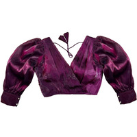 Vihu Fashion Zimmi Choo Full Balloon Sleeve Pann Neck Trendy Blouse (Balloon Wine 38)