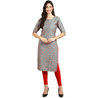 Pinkmint Women's Crepe Multicolor Ethnic Motif Printed Straight Kurti (R-530372_Xxl)