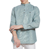 Divisive Men's Pure Cotton Linen Full Sleeves Ethnic Casual Relaxed Fit Short Kurta/Shirt (Dkrt502_M_Jade)