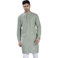 Divisive Men's Embroidered Cotton Blend Only Slim Fit Kurta (Dkrt679_M_Pista)