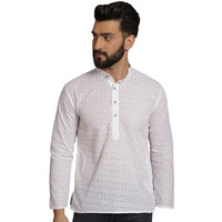 Sojanya Ethnic Motifs Chikankari Embroidered White Pure Cotton Short Kurta