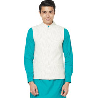 Fabindia Men Ikat Nehru Jacket Cotton_Xs