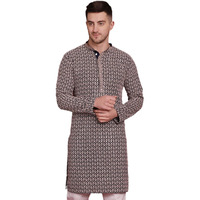 Jompers Men's Navy Sequin Embroidered Pure Cotton Kurtas (Navy, S)